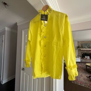 Bold Yellow Ruffled Button-Up Shirt